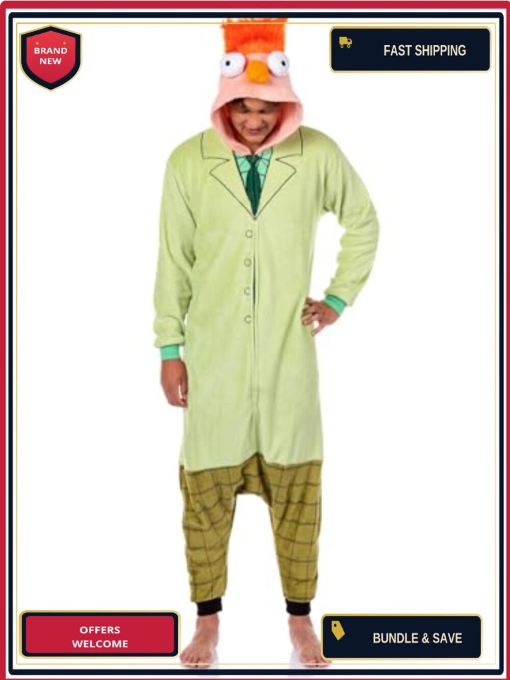 Adult Kigurumi One Piece Pajama Union Suit Muppets Beaker Costume